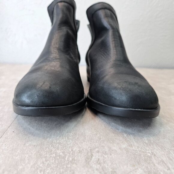 Sorel Lolla Ankle Boots 11 Black Leather Pull On Western Casual Low Heel Booties - Picture 3 of 12